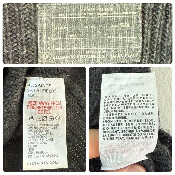 AllSaints Girl’s Hudson Cowl Neck Sweater Vest in Cinder | Size 6 - Picture 3 of 3